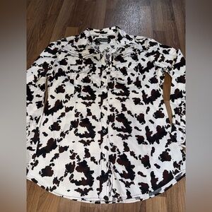 Cow Print Button-Up Shirt